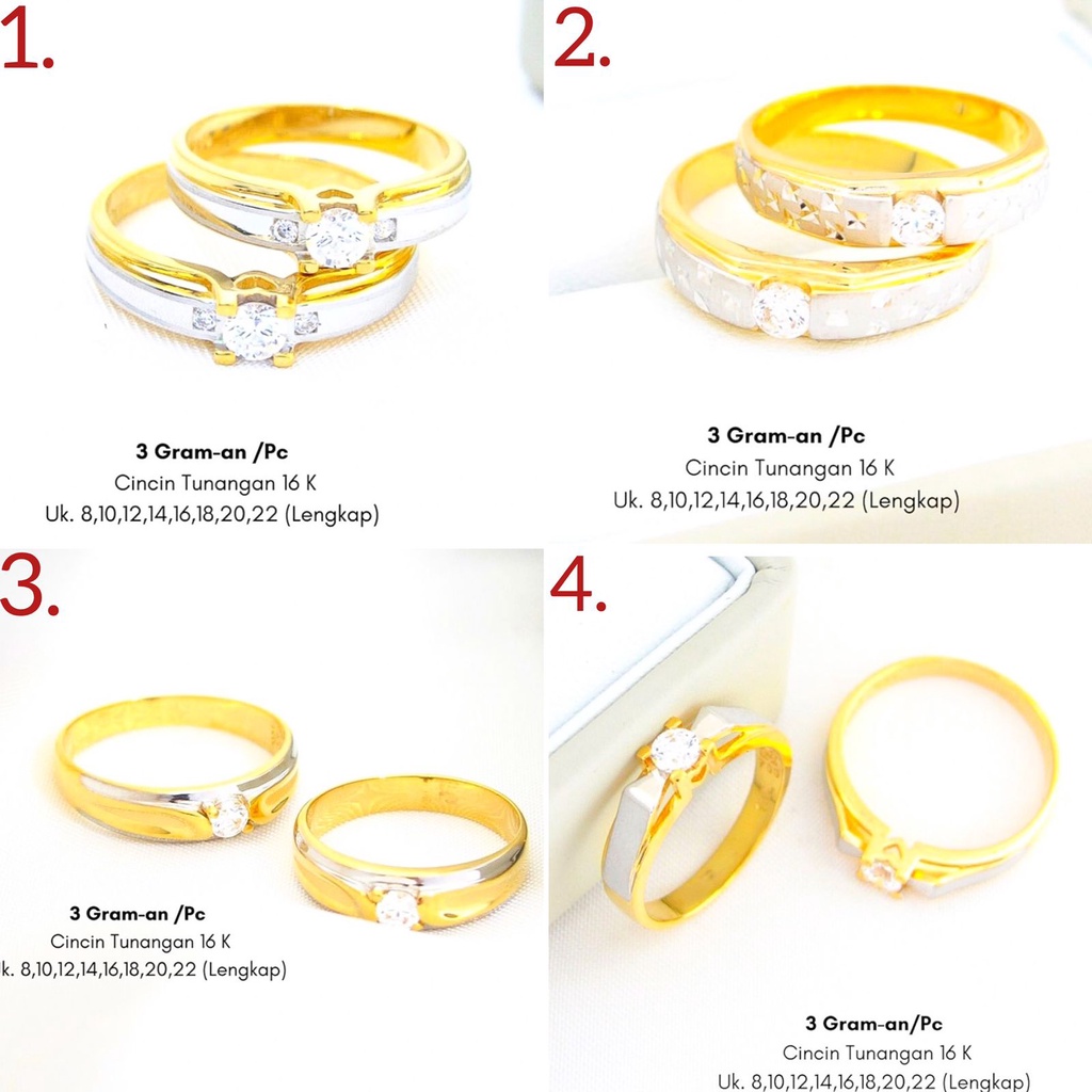 Cincin tunangan anak dan dewasa emas asli kadar 700 70% 16k couple ring nikah krum putih 3 gram 8 10 12 14 16 18 22