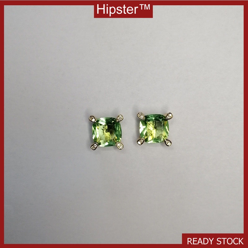 Classic Fashion Hot Sale Natural Green Crystal Full Diamond Micro Earrings