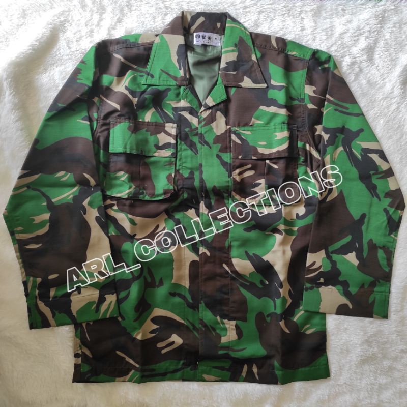 BAJU SETELAN PDL LORENG TNI BAHAN VELBET BALETOLI SEMI WOLL FUL PURING/SERAGAM PDL LORENG MALVINAS SATU STEL