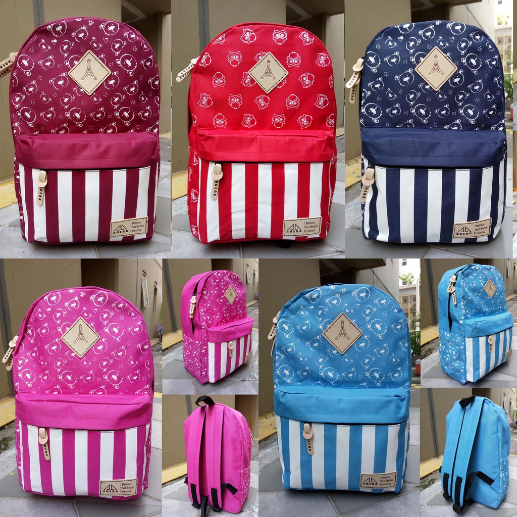 MURAH Tas Ransel Wanita Strips Keren / AOERA Backpack Wanita/ ransel sekolah