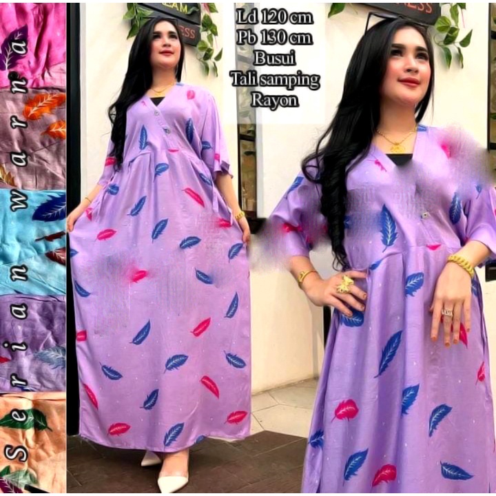 BATIK WANITA KEKINIAN DASTER DRESS RAYON VANESSA KIMONO DIFARINA SULTAN MIRNA ADEL JUMBO PANJANG SEMATA KAKI BUMIL BUSUI MURAH ADEM-1