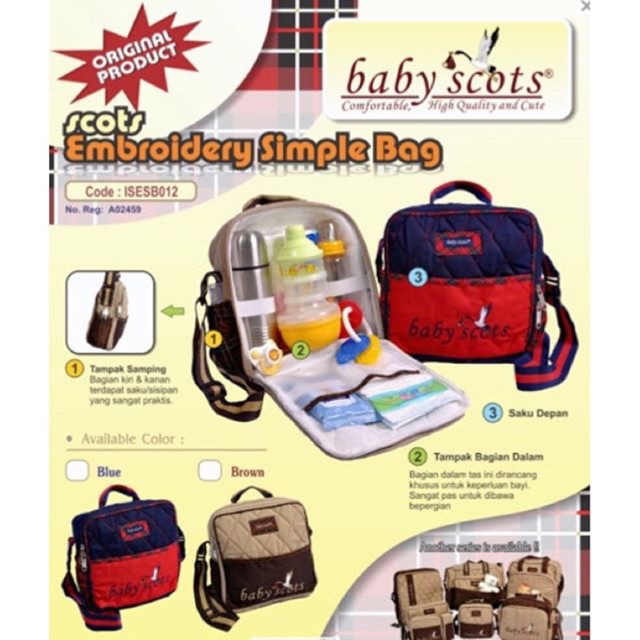 Tas bayi bordir kecil baby scots - perlengkapan bayi
