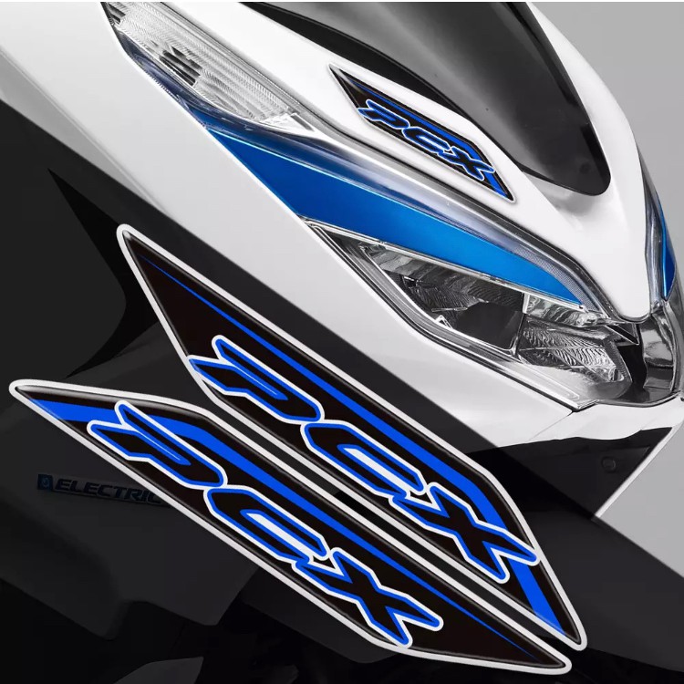 Stiker HONDA PCX125 PCX150 Emblem Warna Biru Hitam Timbul Lentur 3D