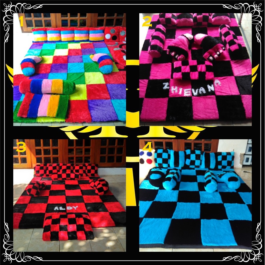 HIGH QUALITY Karpet Fullset Motif Catur Bulu Rasfur Ori Impor Bahan Density Tinggi Standar ISO