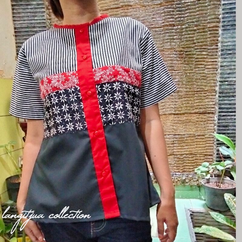 FUJIE BLOUSE BATIK CASUAL KOMBINASI MOTIF