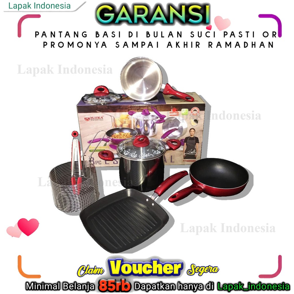 Panci Supra Set 18 Pcs Cookware Rosemary Anti Lengket Bahan Teflon Alat Masak