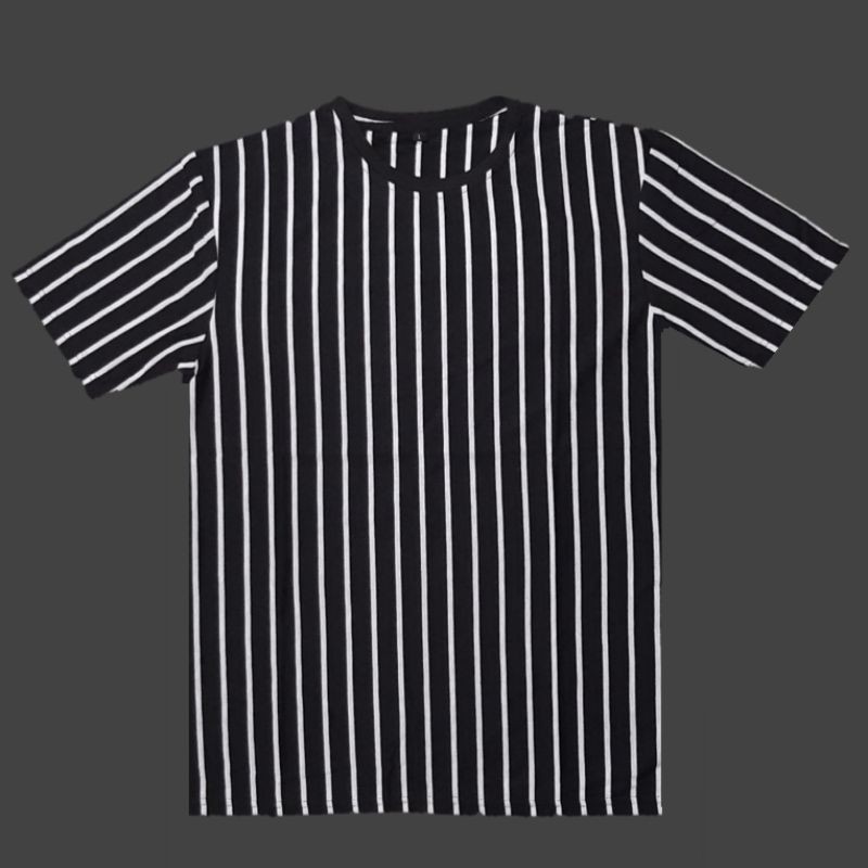 Kaos Garis Vertikal | Hitam Putih (Garis Tipis)