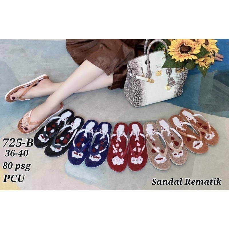 Sandal Japit Rematik Motif Petik Jari Tipis Import Mokaya A725-941 atau Morego 725-B