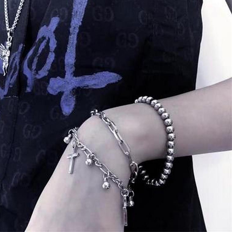 European Multilayer Cross Pendant Hip Hop Bracelet Punk Jewelry Decor