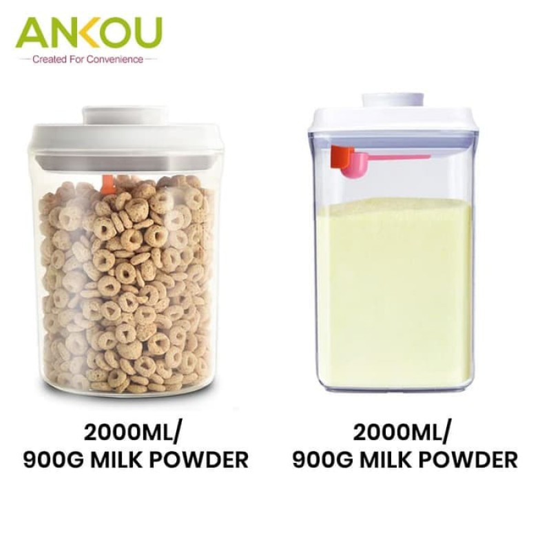 Ankou Toples Bulat Susu Bubuk dan Makanan Air Tight - 2000ml / 2 L