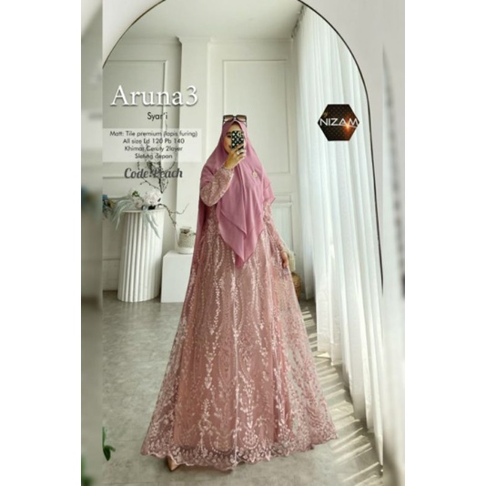 ARUNA # 3 SYARI/GAMIS SYARI JUMBO LD 120 PESTA PARTY DRESS PREMIUM BROKAT BRUKAT TILE MUSLIM MODERN 