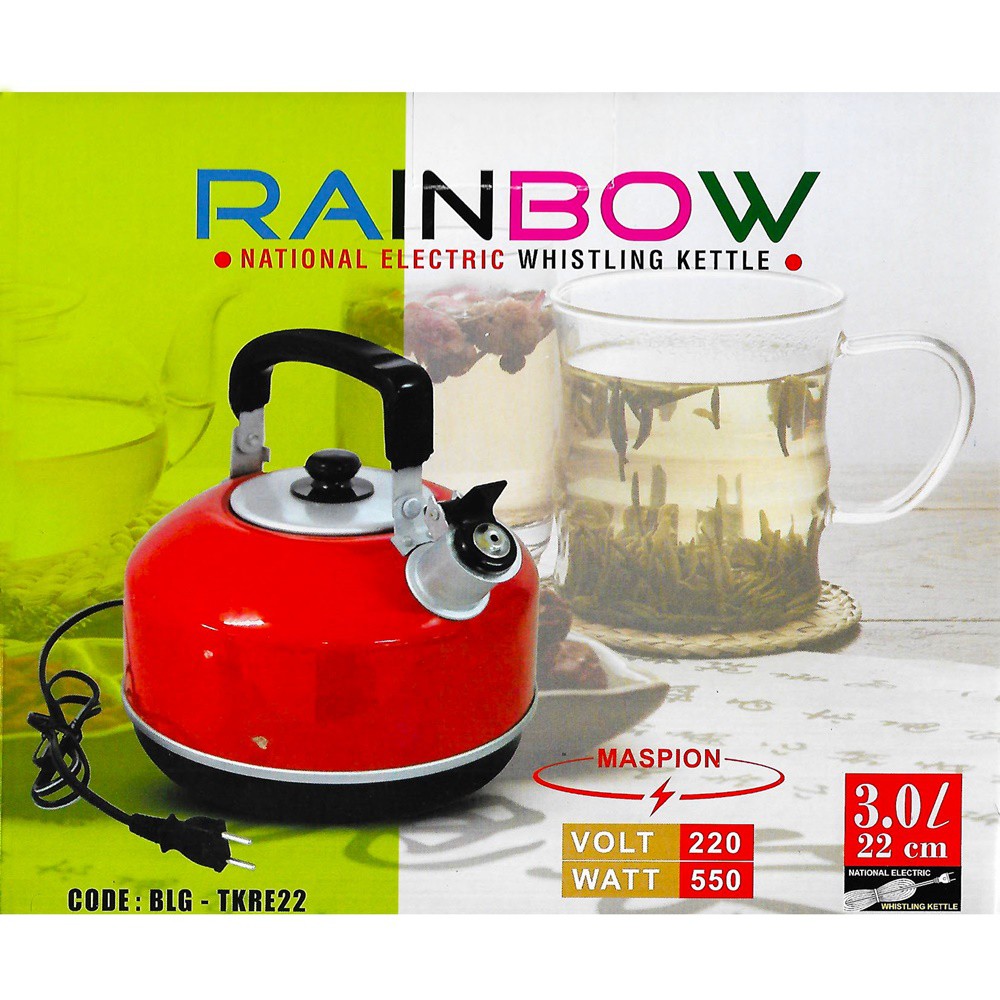 Maspion Teko Bunyi Siul 3 Liter 22 cm Rainbow Elektrik