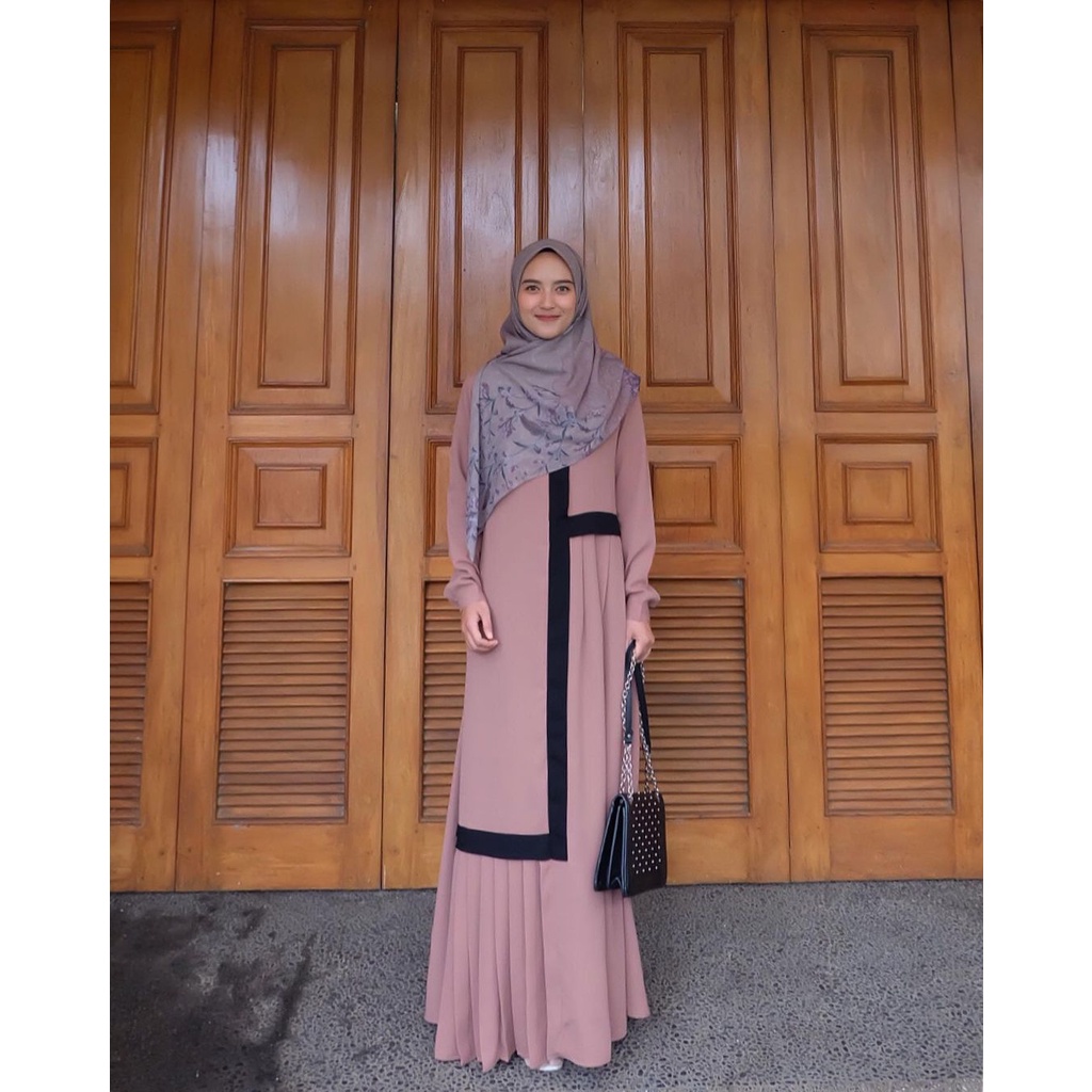 FMOS Hanna Maxi Dress SIze S M L XL Fashion Muslim Terbaru-Dusty