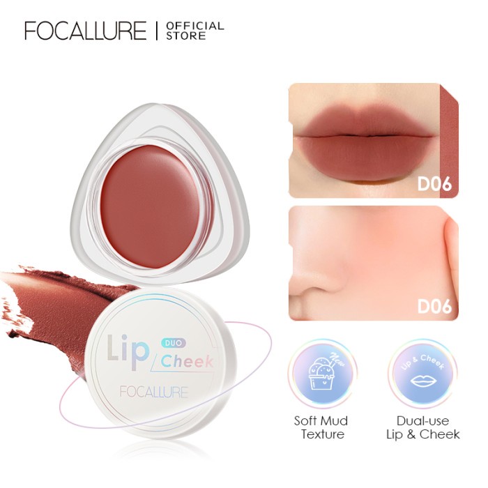 [READY STOCK] FOCALLURE Dual-Use Lip Mud lip clay & Velvet-hazy Matte Cheek FA266