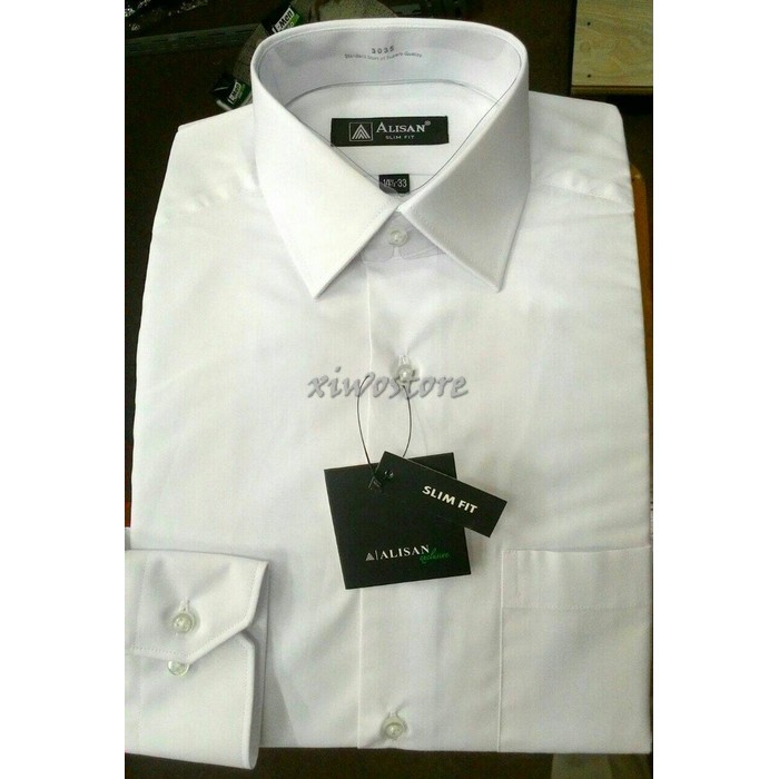 Baju Koko Pria Terbaru Lengan Panjang Katun Supernova 221 UI323 Kemeja Alisan Slim Fit Putih Panja