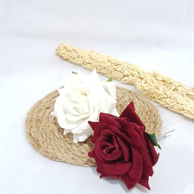 8 warna polos Tusuk konde harnal cucuk bunga mawar rose rambut bludru beludru