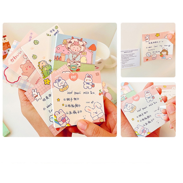 Sticky Note Lucu Unik Aesthetic Memo Pad Bookmarks Sticker Buku Catatan Kecil Pembatas Buku Untuk Sekolah Anak Belanjaan Serbaguna Desain Animasi / Gradien