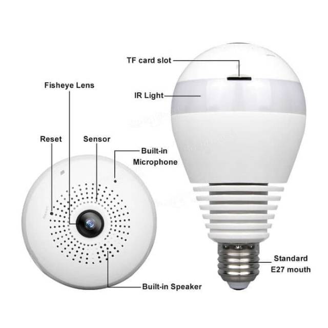 CCTV WIFI IP CAM BOHLAM.LAMPU LED 360&quot; untuk penyamaran