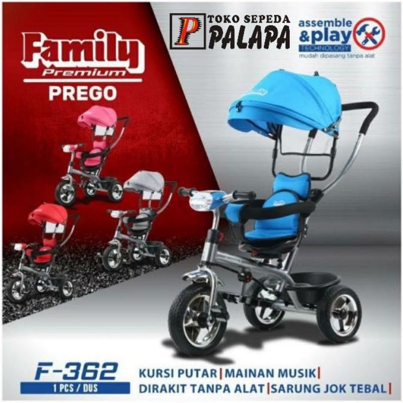 SEPEDA ANAK Roda Tiga 3 Tricycle FAMILY F362 F 362 BABY STROLLER Music & Lampu