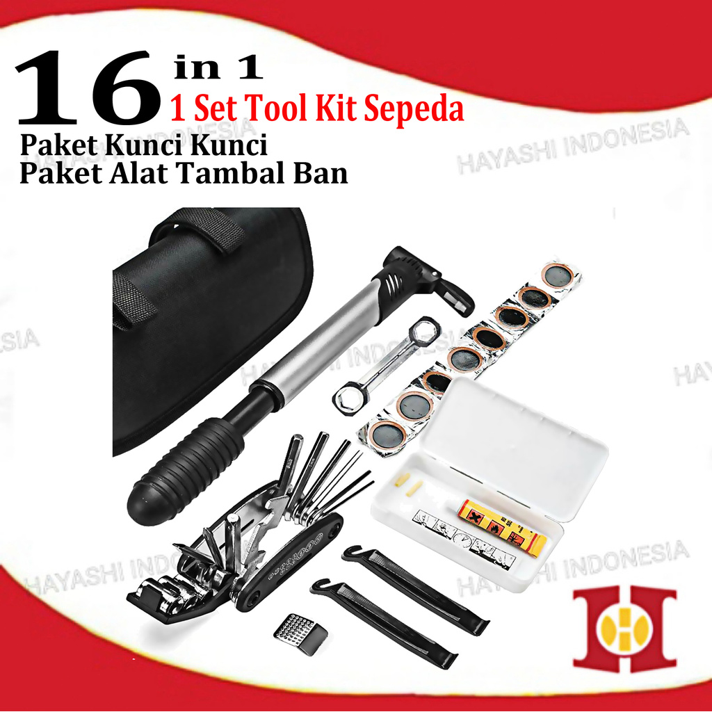 Bike Tool Kit Alat Perlengkapan Sepeda Kunci Hex Tambal Pompa Ban Set