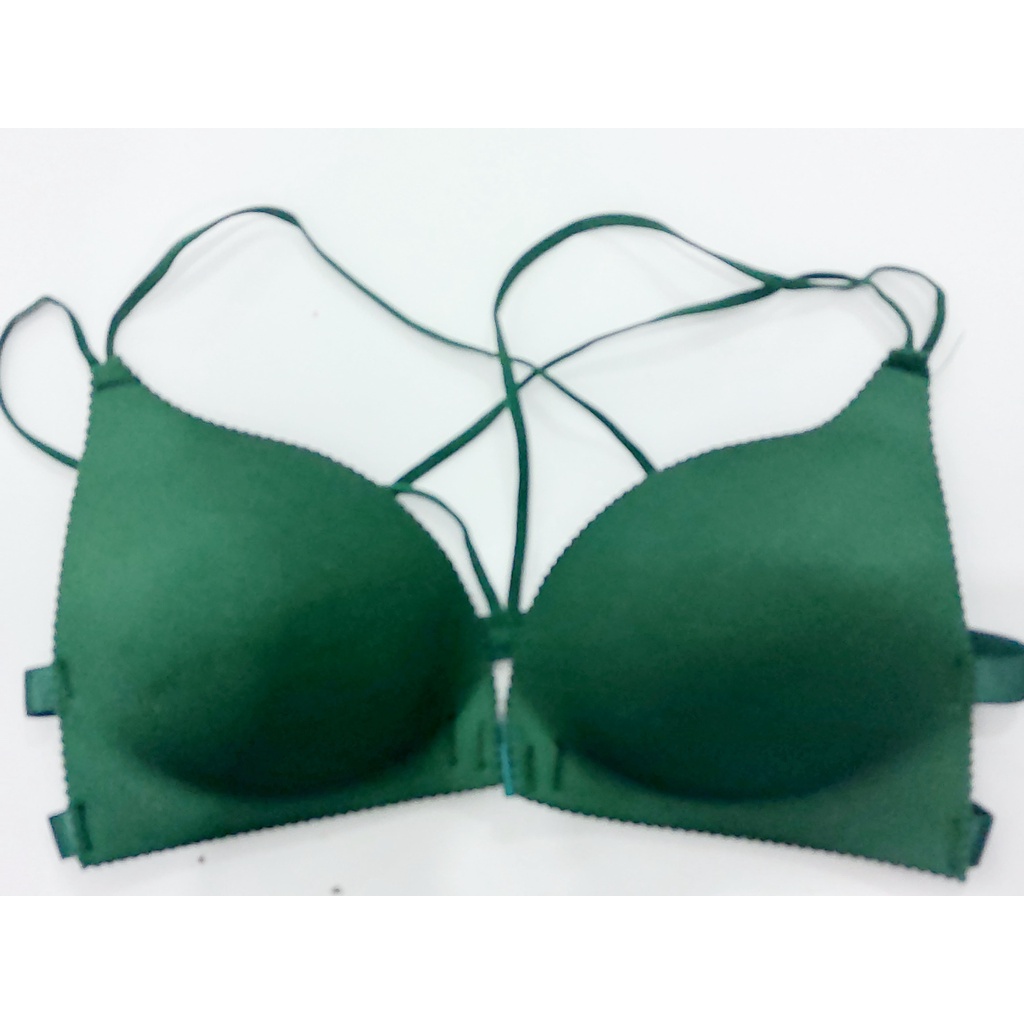 Bra Wanita Bralette Push Up Tanpa Kawat Kancing Depan bra import push up one piece seamless BH BSPD-hijau