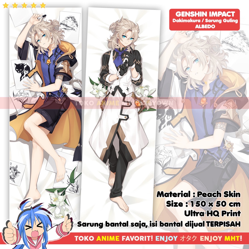 Sarung Bantal Anime Dakimakura Genshin Impact : Albedo Husbu