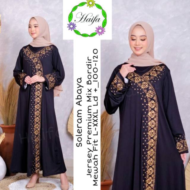 Tamam Maxy Gamis Arabian Super Mewah Dres Muslim Jumbo xxxl Ld 130cm Gamis Jersey Motif Bordir Timbul Arabian Soleram Abaya Gamis Lebaran Remaja Muslimah Terbaru Seragaman Pengajian Murah Dress Wanita Muslimah Syar'i Gamis Polos Tebal Premium Warna Hitam