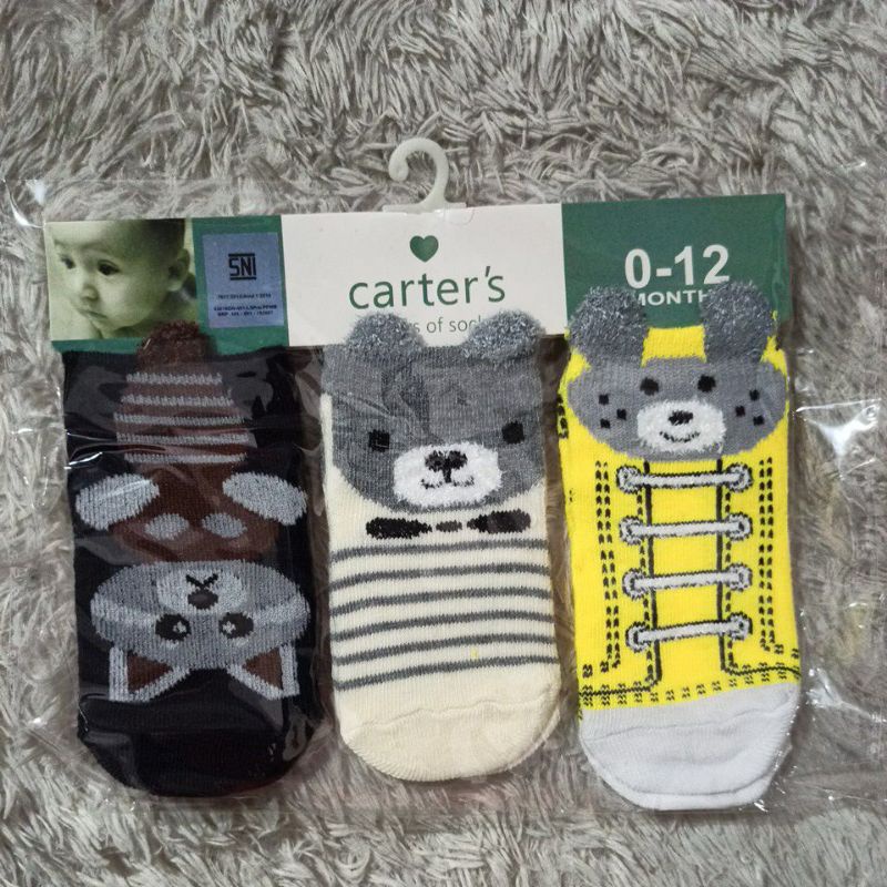 (Isi 3 Pasang) Kaos Kaki Import Impor Carter Carters Carter's Lembut Lucu Newborn Baby Socks 3 Pairs of Socks