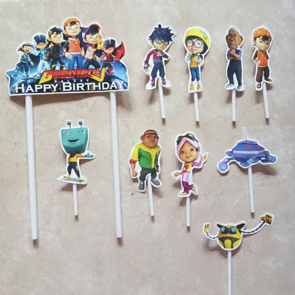 cake topper satu set isi 10 hiasan kue ulang tahun karakter boboiboy BOBOIBOY