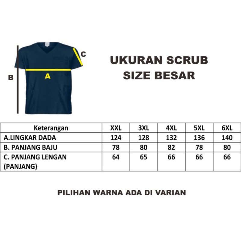 Atasan Scrub APD OK Dokter/Dokter Hewan Ukuran XXL-6XL Bahan Toyobo