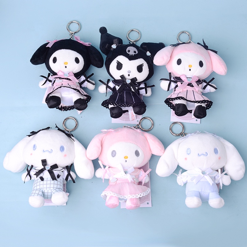 Ready Stock !!! 12cm/4.72in Kuromi Melody Cinnamoroll Anime The Maid Collection Plush Doll Toy Pendant