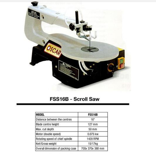 Scroll Saw Oscar FSS16B - Mesin Potong Ukir Multiplek Kayu Oscar