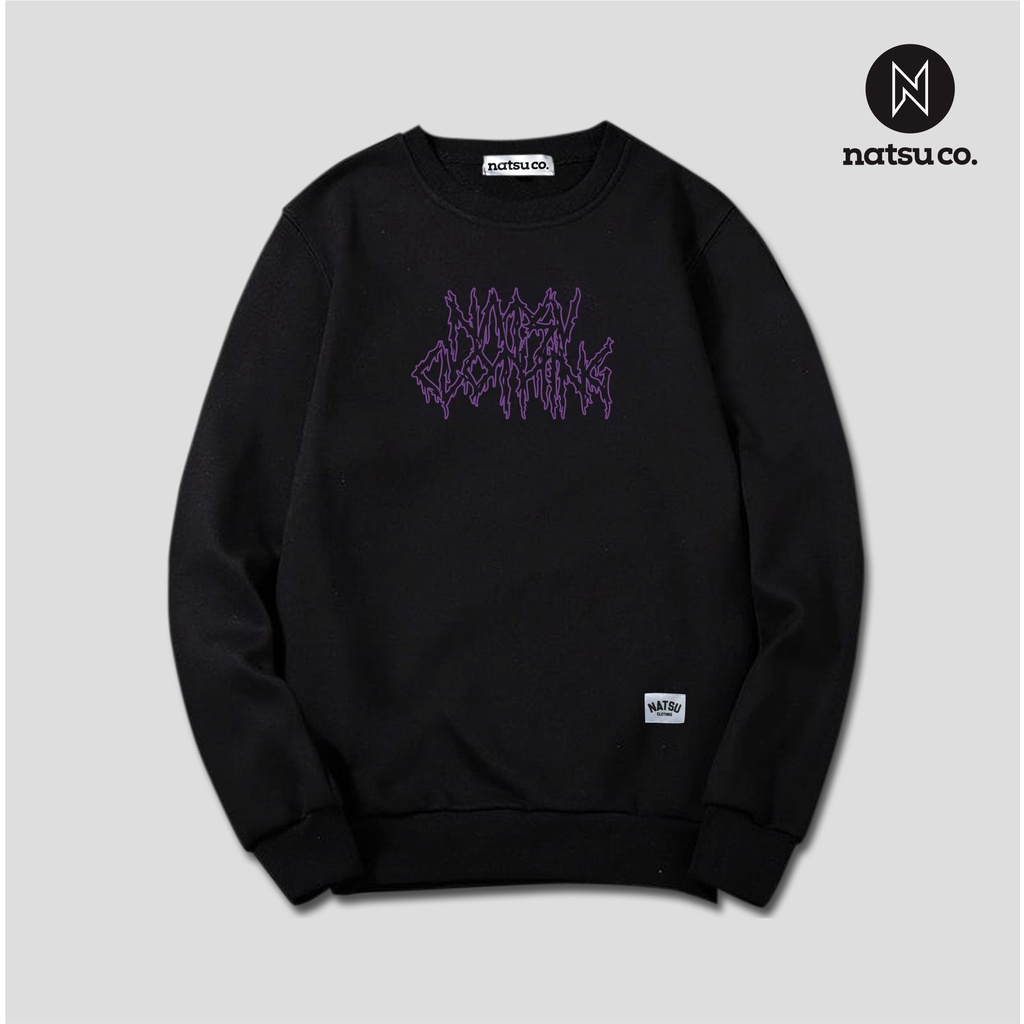 Sweater Cewneck Pria Font Metal Natsu Clothing Ungu Line Original NATSU CO x PANDAWA HOODIE