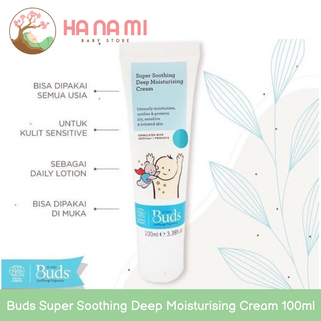 Buds Organics Super Soothing Deep Moisturising Cream 100ml - Lotion atau Krim Perawatan Iritasi Luka Eczema Bayi dan Anak