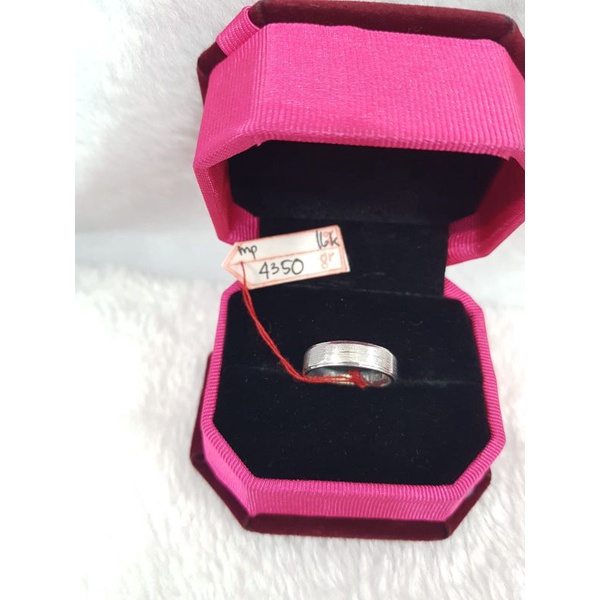 CC682M426M cincin emas kawin perhiasan model persegi polos emas putih asli white gold wedding ring b