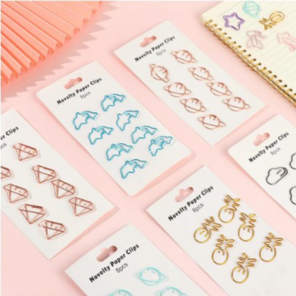 LANFY Cute Paper Clip Set Creative Hollow Bookmark Kawaii Paper Clips Binder Clips Office School Supplies Star Cat Cartoon Stationery Metal Paper Clips