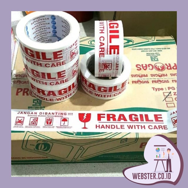 

WE2197 SELOTIP & DOUBLE TAPE LAKBAN FRAGILE PUTIH TOYS KOMBINASI JANGAN DIBANTING NEW 100 YARD