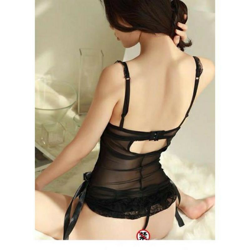 Bustier Camisole Tanktop Busa Bra Renda Lingerie Baju Tidur Seksi Hitam Black