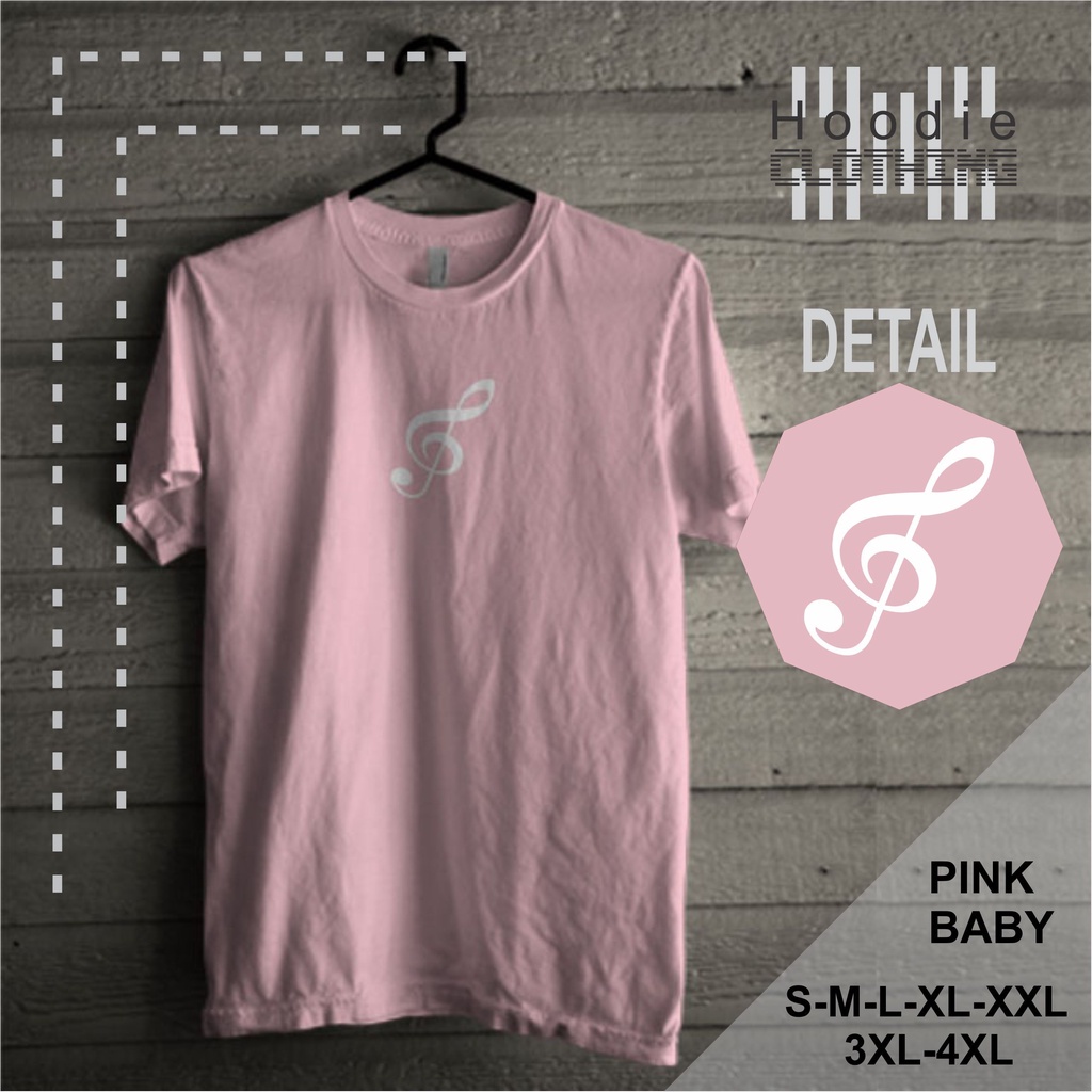 Kaos Pria Distro Baju Cowok Keren Motif Gambar Not Warna Pink Baby Lengan Pendek Original Murah