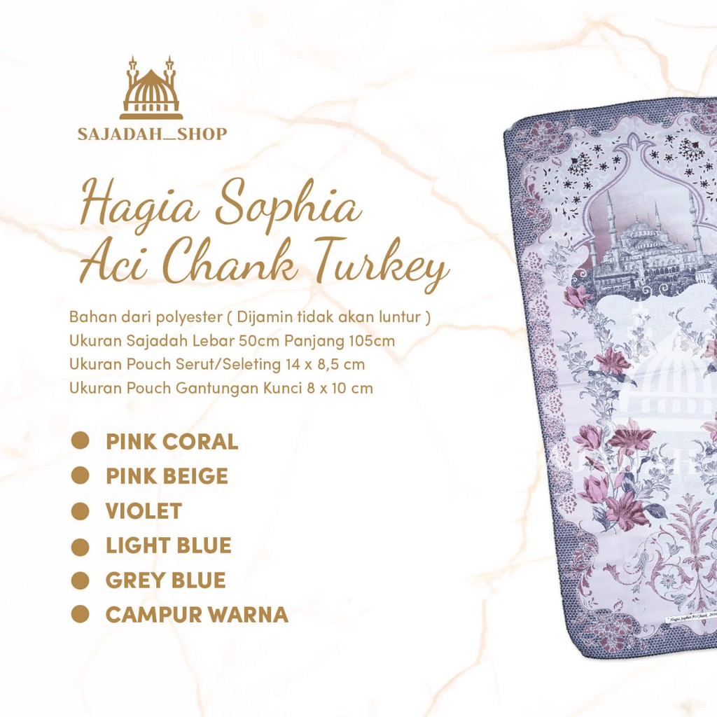 Sajadah Motif Hagia Sophia Traveling/Haji/Umroh Serut (5 Warna Series)