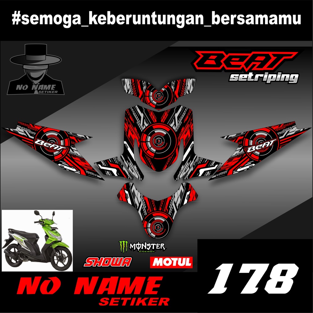 Striping Beat Karbu 2008 2009 2010 2011 2012 (178) full body Variasi Sticker Stiker Skotlet Motor Scotlite List