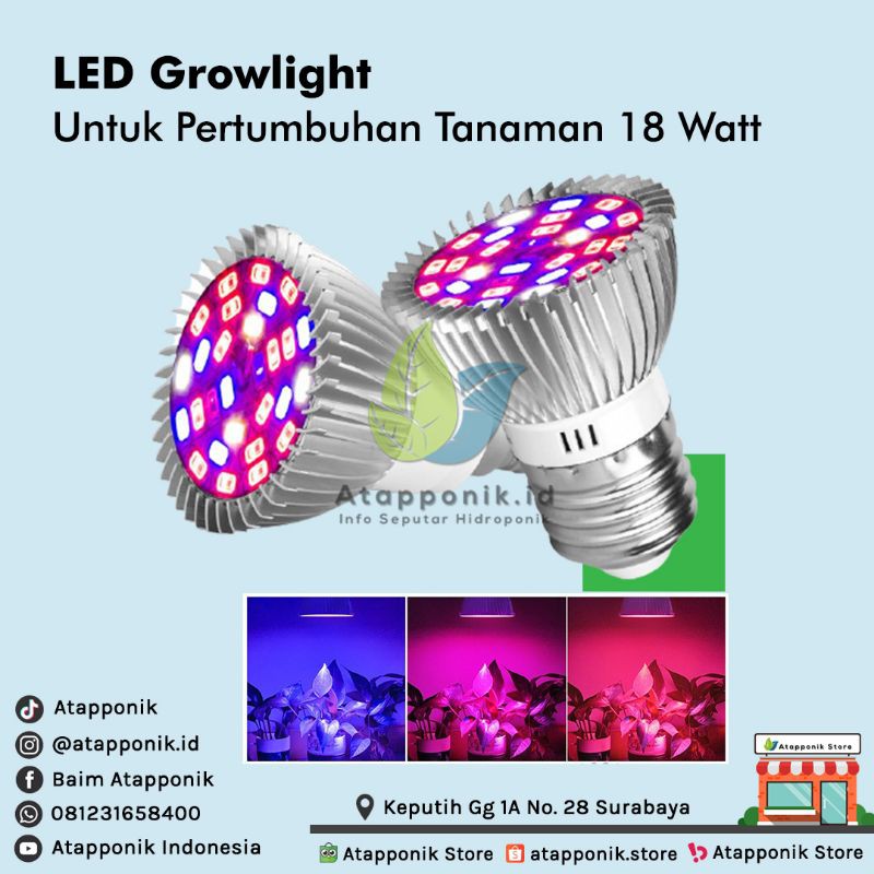 lampu grow light hidroponik 18 watt