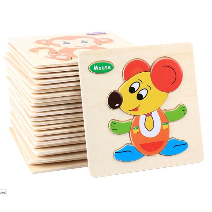 (1) Mainan Edukasi Anak Wooden PUZZLE KAYU KECIL Hewan Makanan Sayur Buah Mainan Edukatif Puzzle