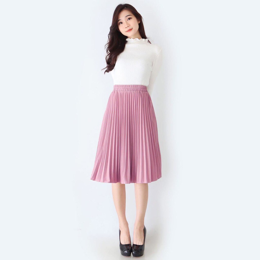 ROK PLISKET pendek selutut / rok wanita short / rok mini premium