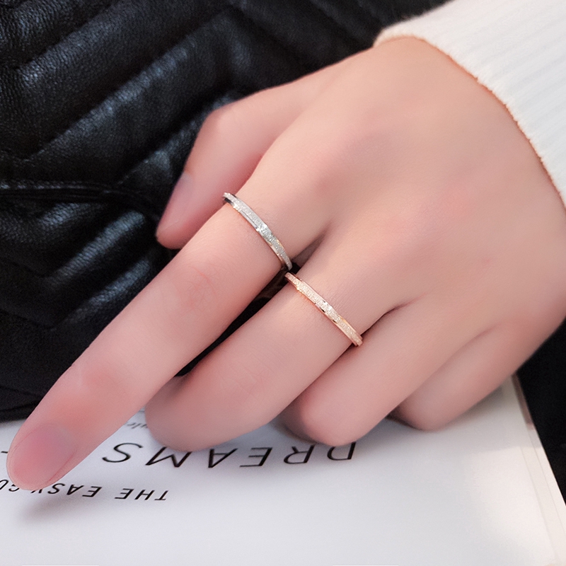 Cincin Couple Titanium Pasangan Matte Baja