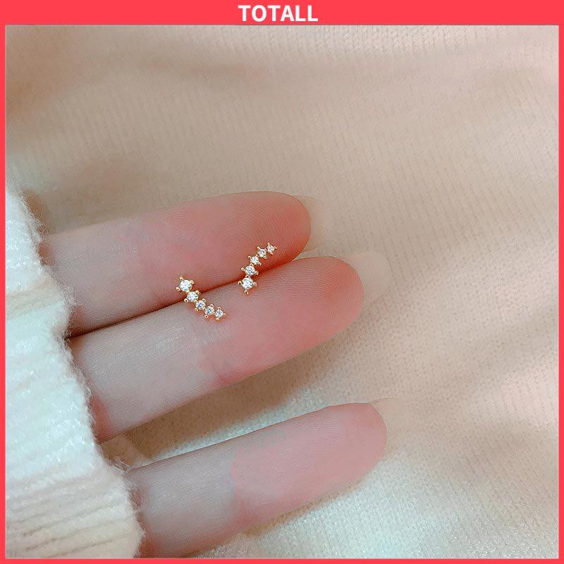 COD Deretan Kecil Berlian Geometris Sederhana Mikro-set Zirkon Anting Gandum Lucu-Totall