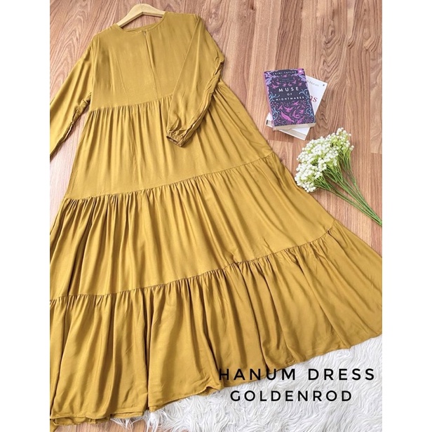 Hanum dress premium / dress polos / dress busui / gamis busui / dress rayon twill / dress hitam polos / BISACOD-GOLDENROD