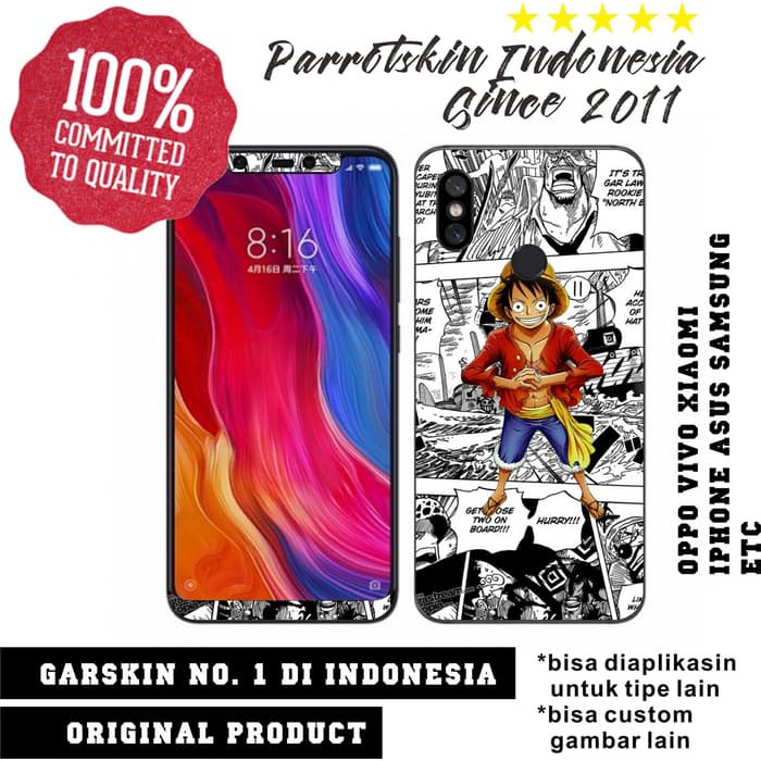 Garskin Skin Xiaomi MI 8 Anime One piece Edition Bisa custom anime