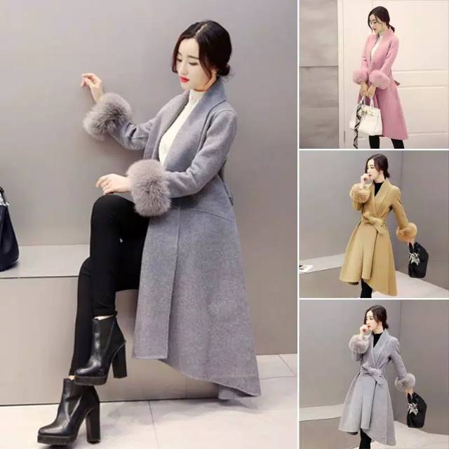 READY INDONESIA Mantel wanita long winter coat wanita musim dingin bahan wol wool wollolen jaket