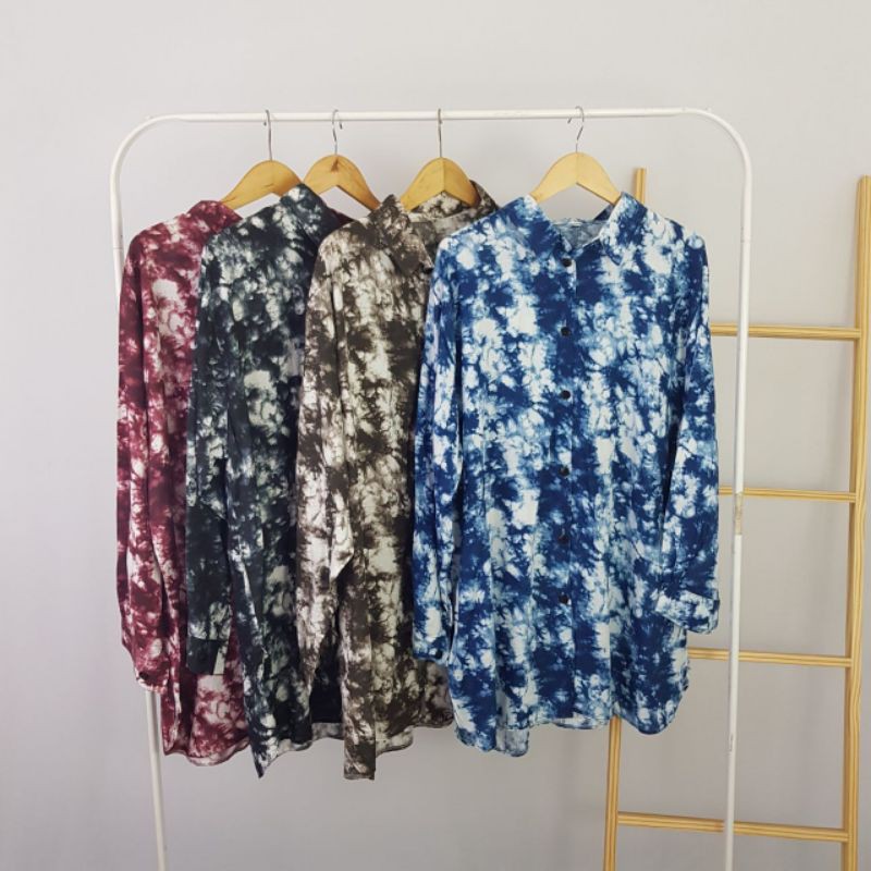 KEMEJA JUMBO BIG SIZE MOTIF RAYON TIE DYE ASAP LD 130 12 KEKINIAN (COD)